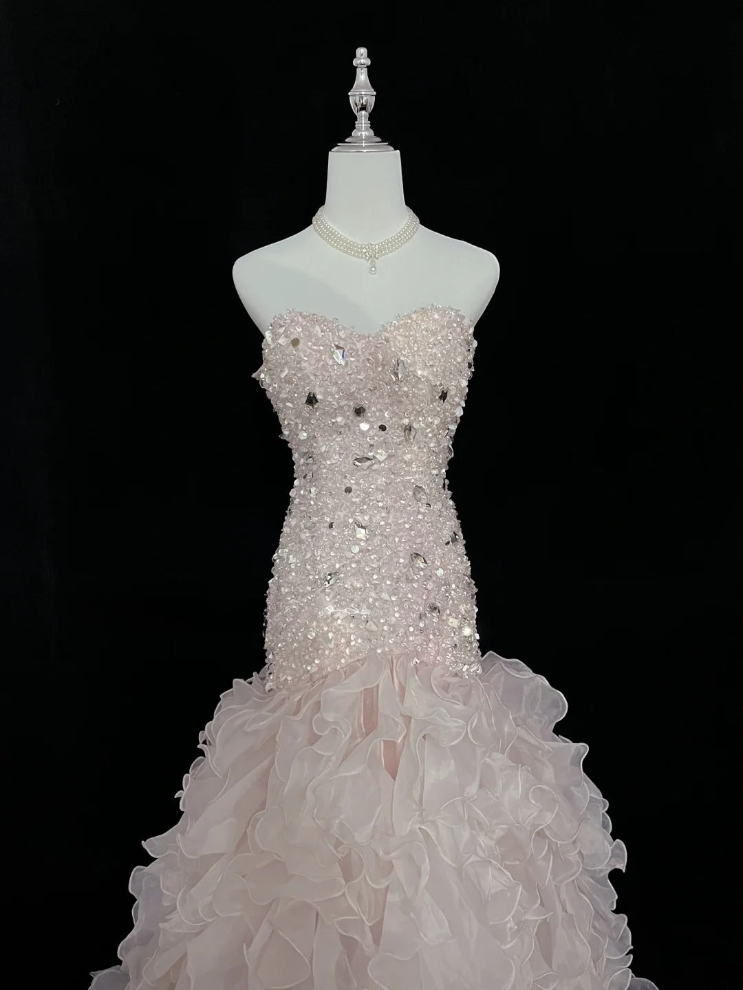 Beautiful Mermaid Sweetheart Light Pink With Tiered Layers Long Prom Dress Formal Outfits Evening Night Dresses RB7637