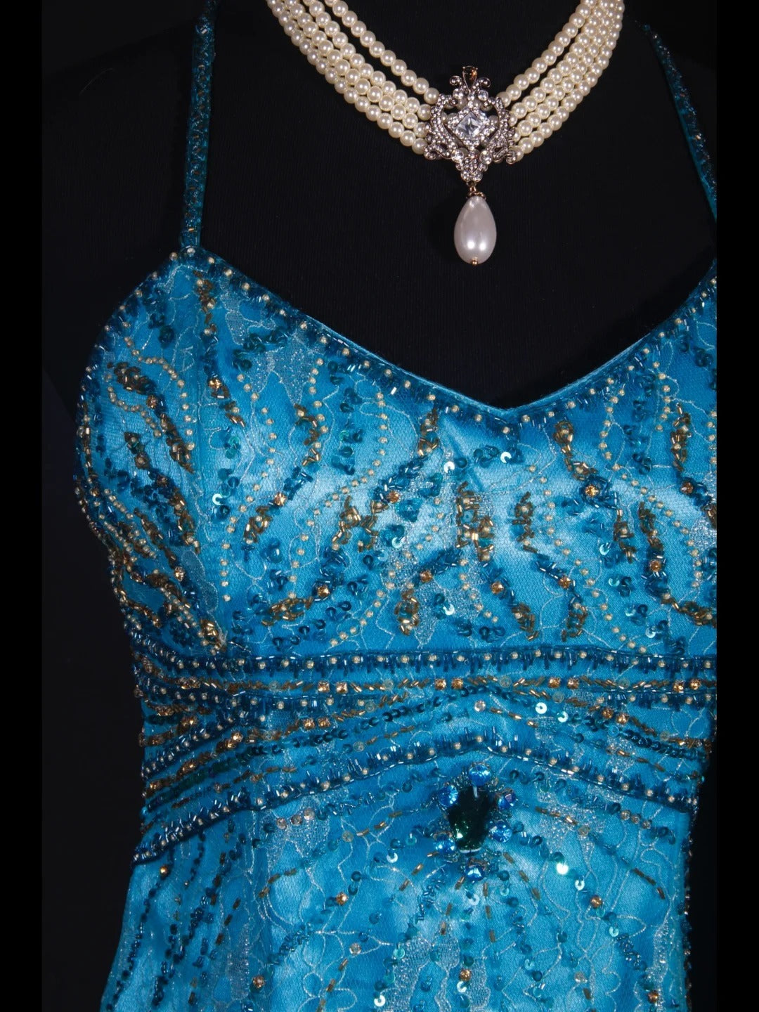 Elegantes Ballkleid im Stil der 1950er Jahre, Meerjungfrauenstil, Spaghettiträger, blauer Tüll, perlenbesetzt, langes Partykleid, Abendkleid AS238