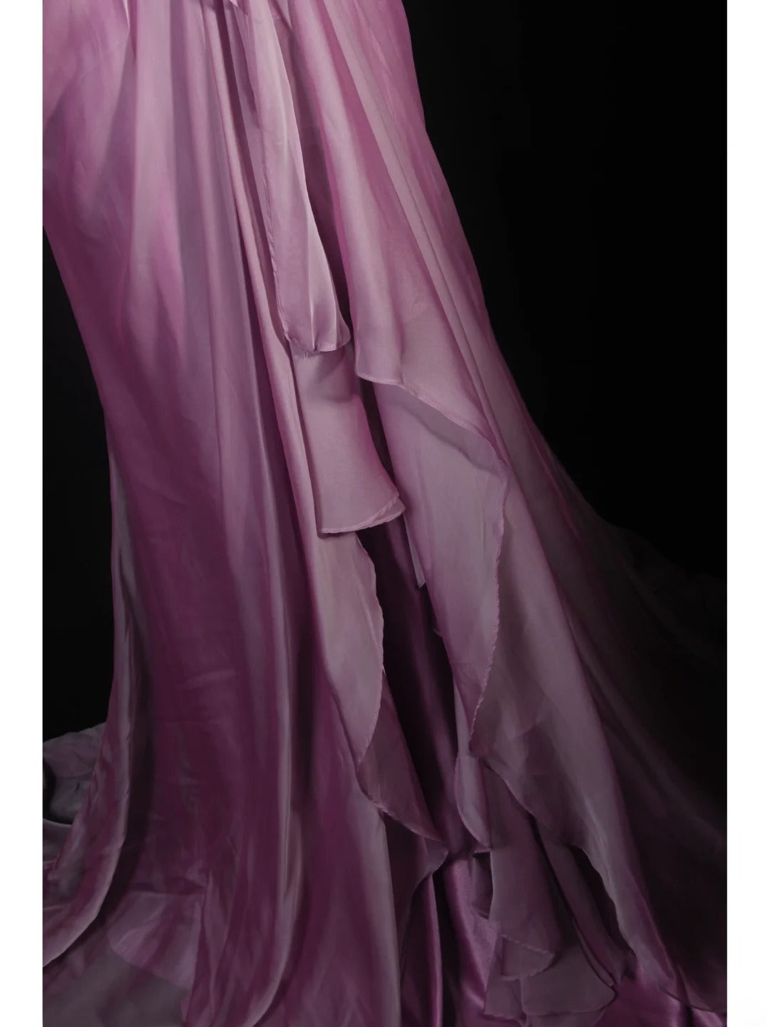 Vintage Meerjungfrauen-Kleid aus lilafarbenem Chiffon mit One-Shoulder-Schulter, langes, formelles Abendkleid im Stil der 1950er Jahre, AS239