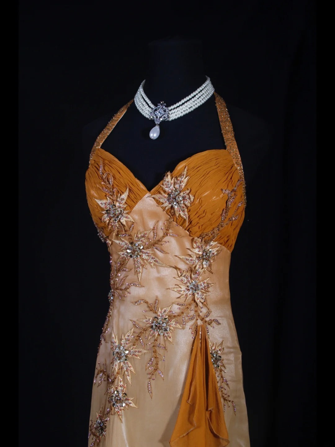 Elegantes Ballkleid im Stil der 1950er Jahre, Meerjungfrauen-Stil, Neckholder, Chiffon, mit Perlenbesatz, langes Partykleid, Abendkleid AS240