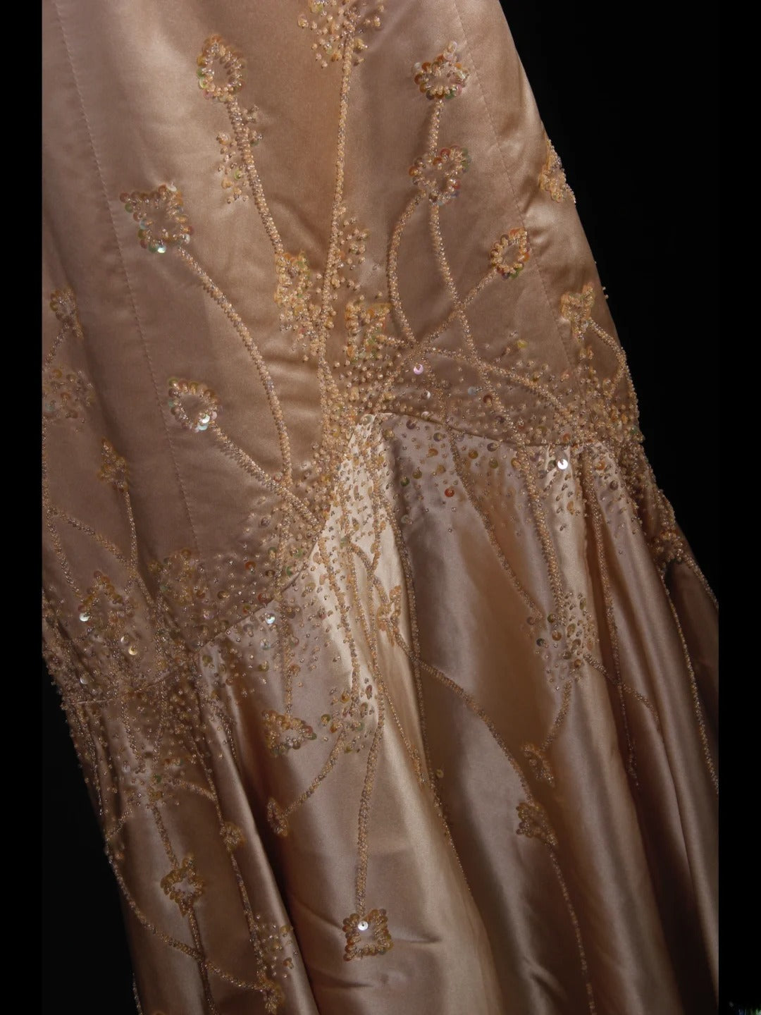 Elegantes Ballkleid im Stil der 1950er Jahre, Meerjungfrauen-Schnitt, Spaghettiträger, Champagnerfarben, mit Perlenbesatz, langes Partykleid, Abendkleid AS241