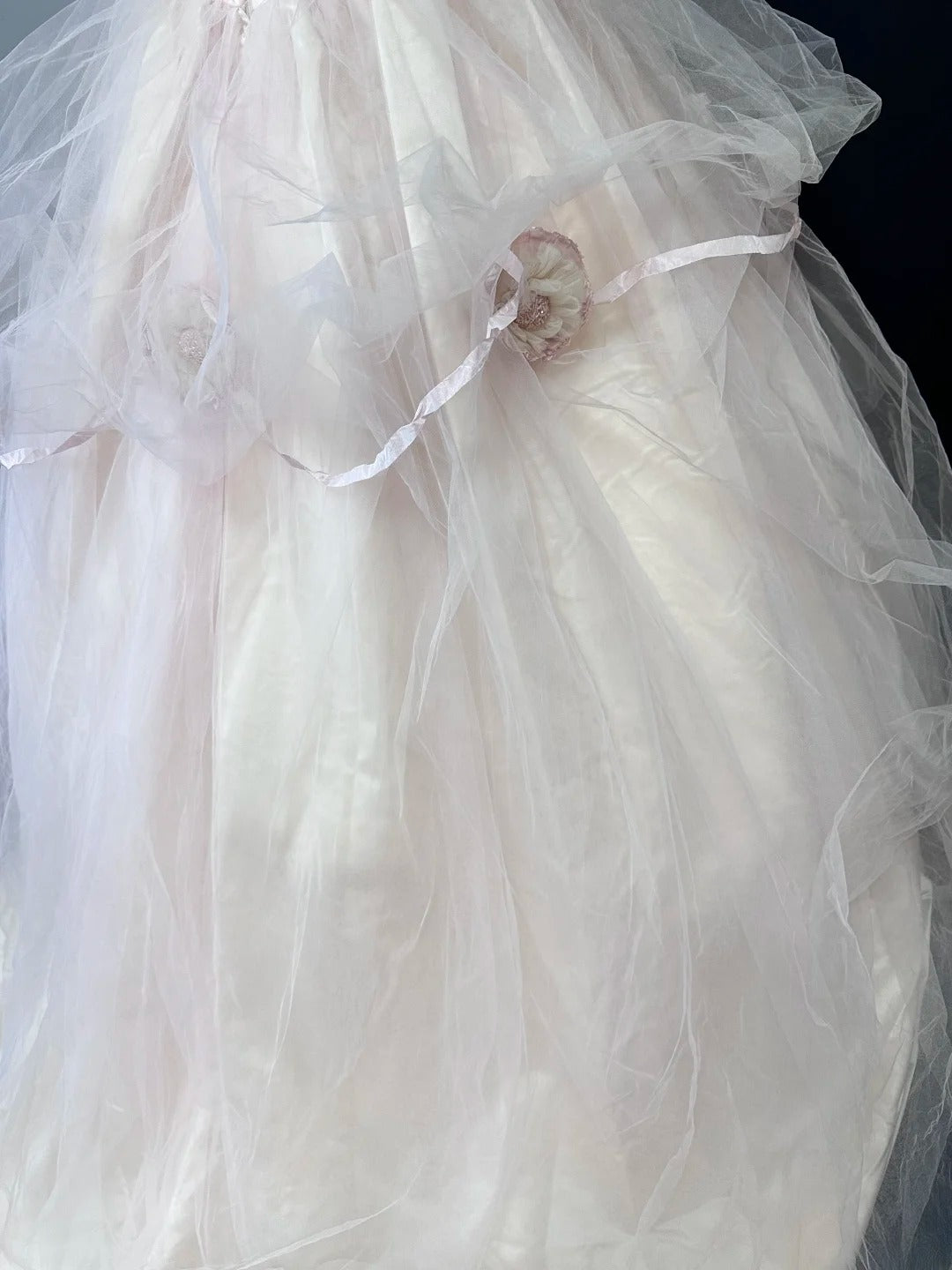 Pretty Ball Gown Straps White Pink Tulle With Beading Long 15 Quinceanera Dresses Photo Ideas Formal Outfit RB6098