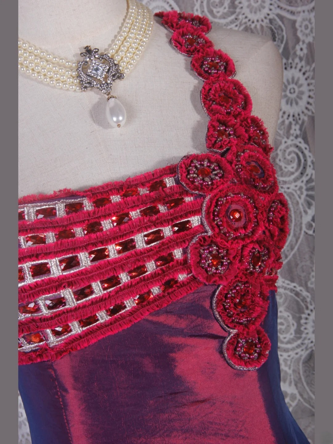 Elegantes Ballkleid im Stil der 1950er Jahre, Meerjungfrauen-Stil, schulterfrei, floral, burgunderrot, weinrot, langes Partykleid, Abendkleid AS243