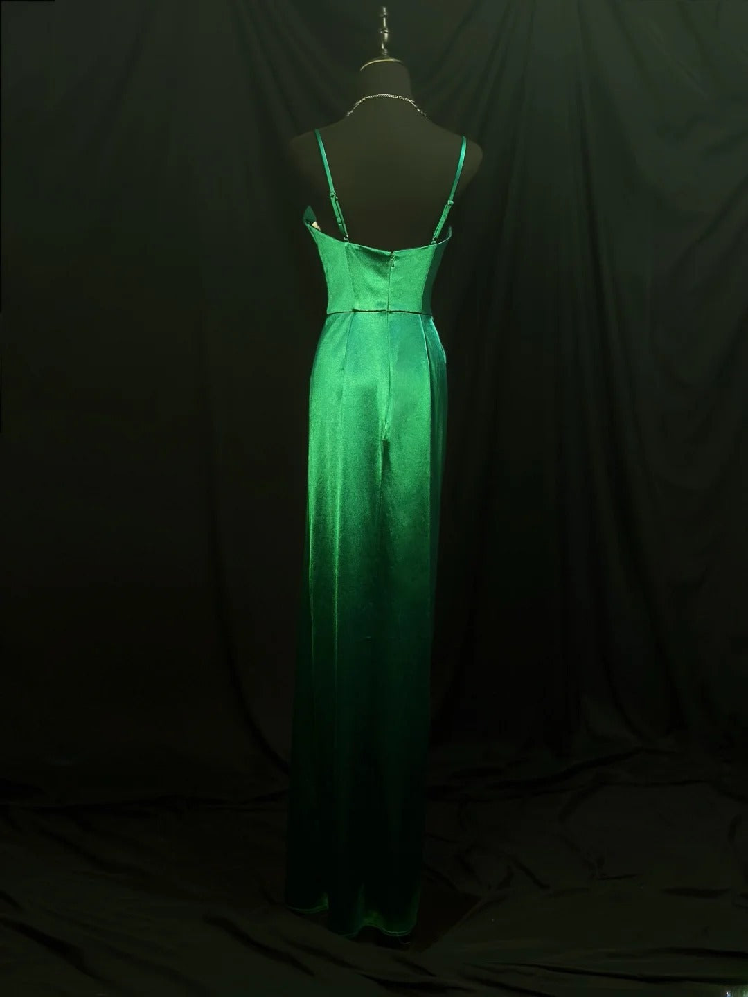 Simple Prom Dresses Mermaid Spaghetti Strap Green With Slit Long Formal Outfits RB6096