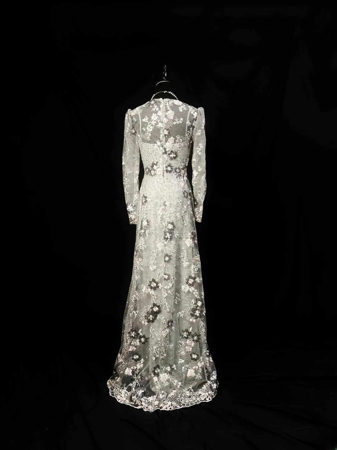 Vintage 90s Prom Dresses A Line Scoop Lace With Long Sleeves Party Gown Formal Outfits RB6100