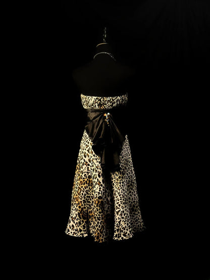 Sexy A Line Strapless Leopard print Birthday Outfits Mini Party Gown inspo Short Cocktail Hoco Dresses RB6102