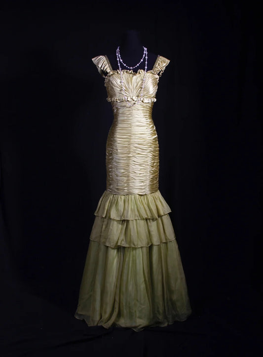 Elegantes Ballkleid im Stil der 1950er Jahre, Meerjungfrauenschnitt, eckiger Ausschnitt, grünes langes Partykleid, Abendkleid AS253