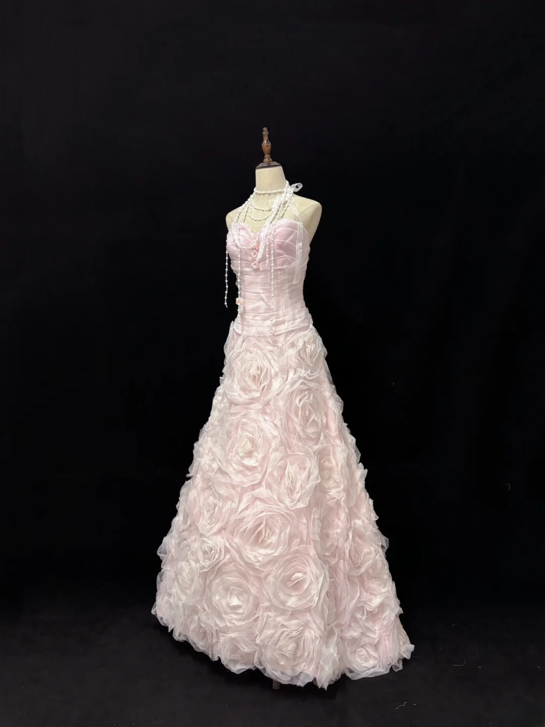 Modest Mermaid Sweetheart Pink With 3D Flowers Long Prom Dress Formal Outfits Evening Night Dresses RB7654