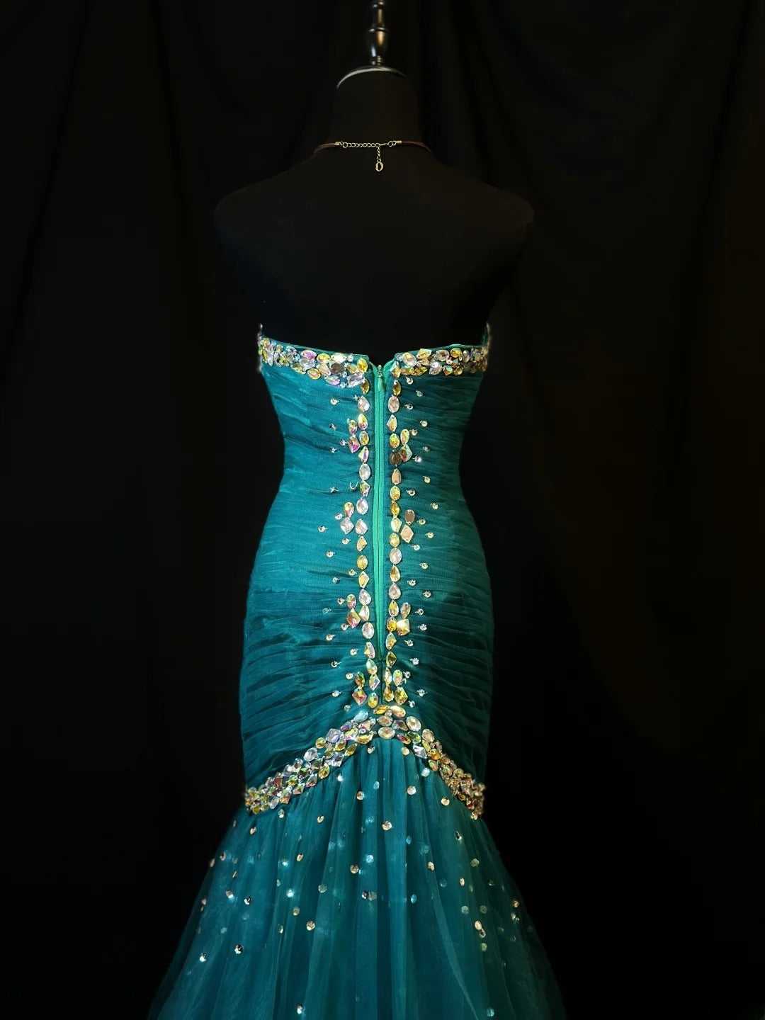 Beautiful Prom Dresses Mermaid Sweetheart Tulle Blue With Beading Crystals Long Formal Outfits RB6108