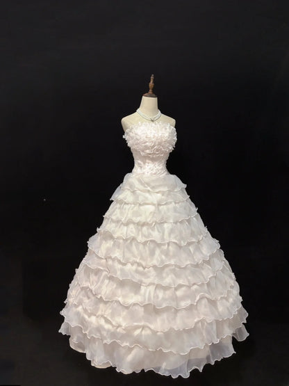 Classy Ball Gowns Strapless Light Pink Poofy Long With Tiered Layers Quince Dress Sweet 16 inspo Quinceanera Dresses Vestidos De 15 anos RB7663