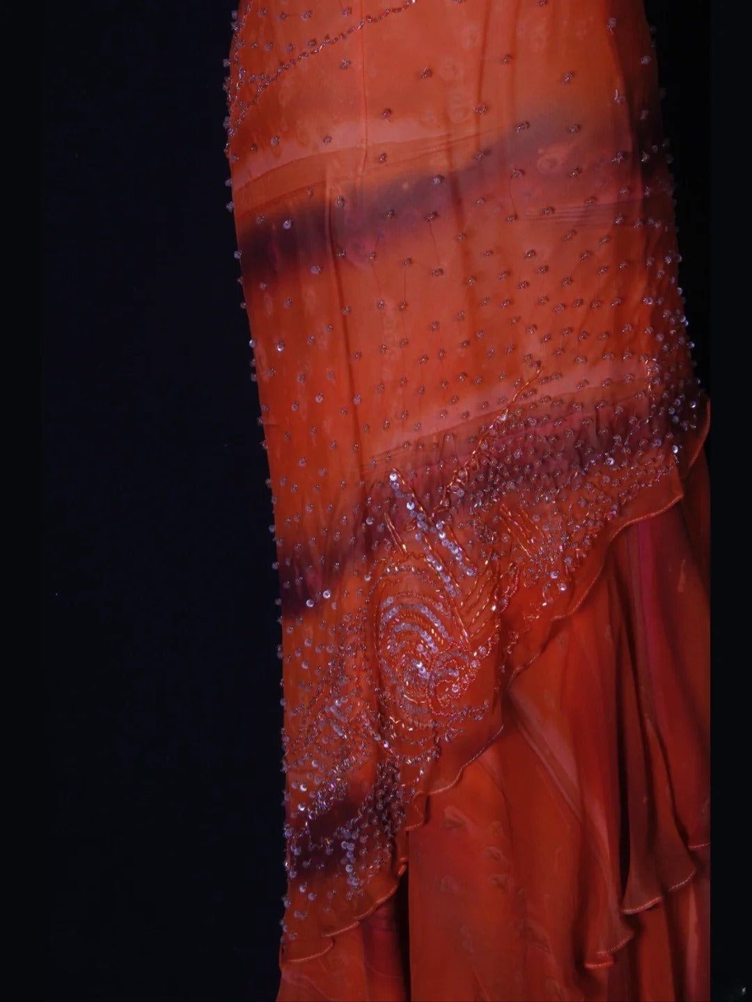 Robe de bal sirène scintillante à fines bretelles et corsage orange orné de perles, en mousseline, idéale pour un 18e anniversaire (AS264)