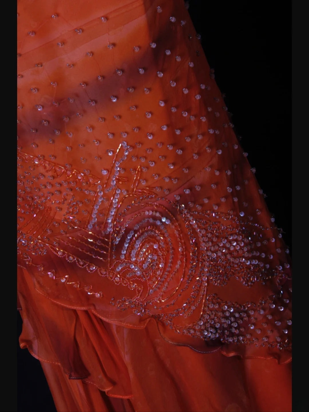 Robe de bal sirène scintillante à fines bretelles et corsage orange orné de perles, en mousseline, idéale pour un 18e anniversaire (AS264)