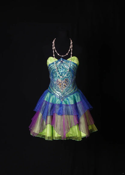 Robe de bal courte bustier en tulle vert bourgeon, idéale pour un 16e anniversaire, une soirée de retrouvailles ou un cocktail (AS267)