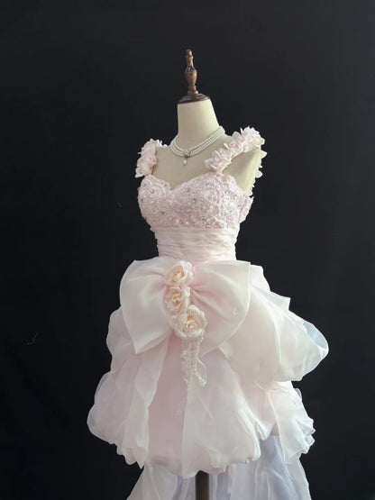 Cute Homecoming Dresses Ball Gown Short Straps Pink Birthday Cocktail Dress Ideas Outfits RB7668