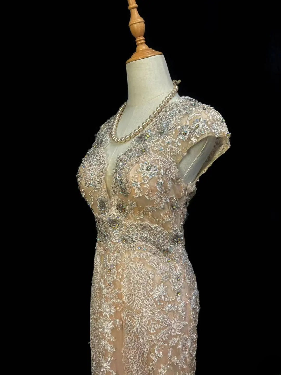 Beautiful Prom Dresses Mermaid V Neck Gold Tulle With Lace Long Night Evening Formal Outfits RB6115
