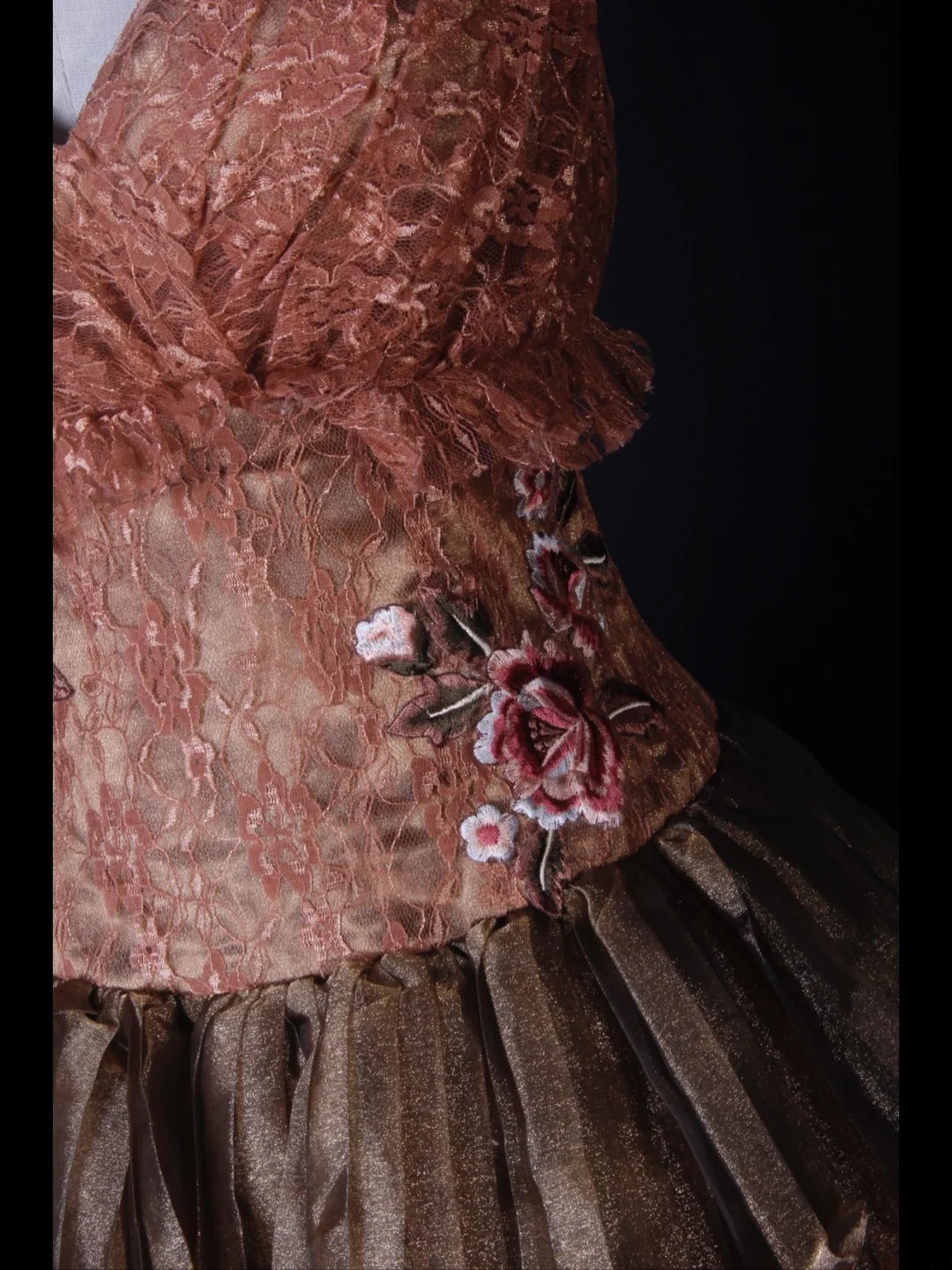 Robe de bal rétro à fines bretelles roses et marron, courte, idéale pour un 16e anniversaire, une soirée de retrouvailles ou un cocktail (AS271)