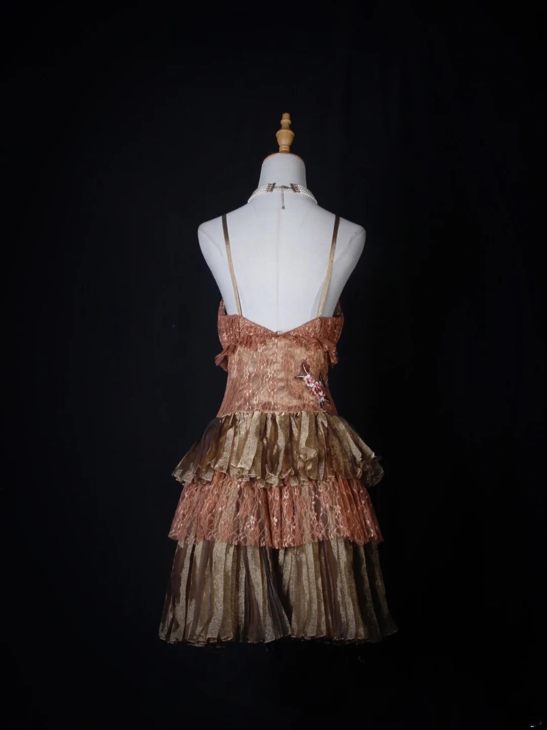 Robe de bal rétro à fines bretelles roses et marron, courte, idéale pour un 16e anniversaire, une soirée de retrouvailles ou un cocktail (AS271)
