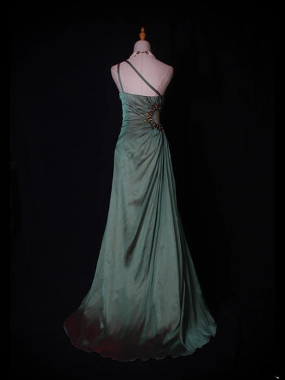 Vintage Mermaid One Shoulder Chiffon With Beaded Tiered Bodice Long Prom Dresses Impress 18th Birthday Outfits Prom Gown AS272