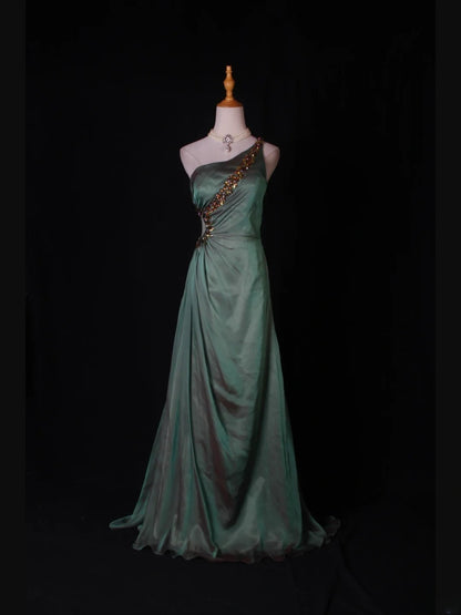 Vintage Mermaid One Shoulder Chiffon With Beaded Tiered Bodice Long Prom Dresses Impress 18th Birthday Outfits Prom Gown AS272