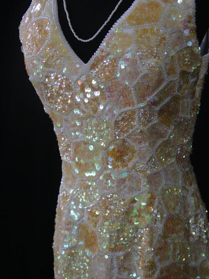 Vintage Sheath Slim V Neck Sequins With Beaded Bodice Long Prom Dresses Impress 18th Birthday Outfits Prom Gown AS278