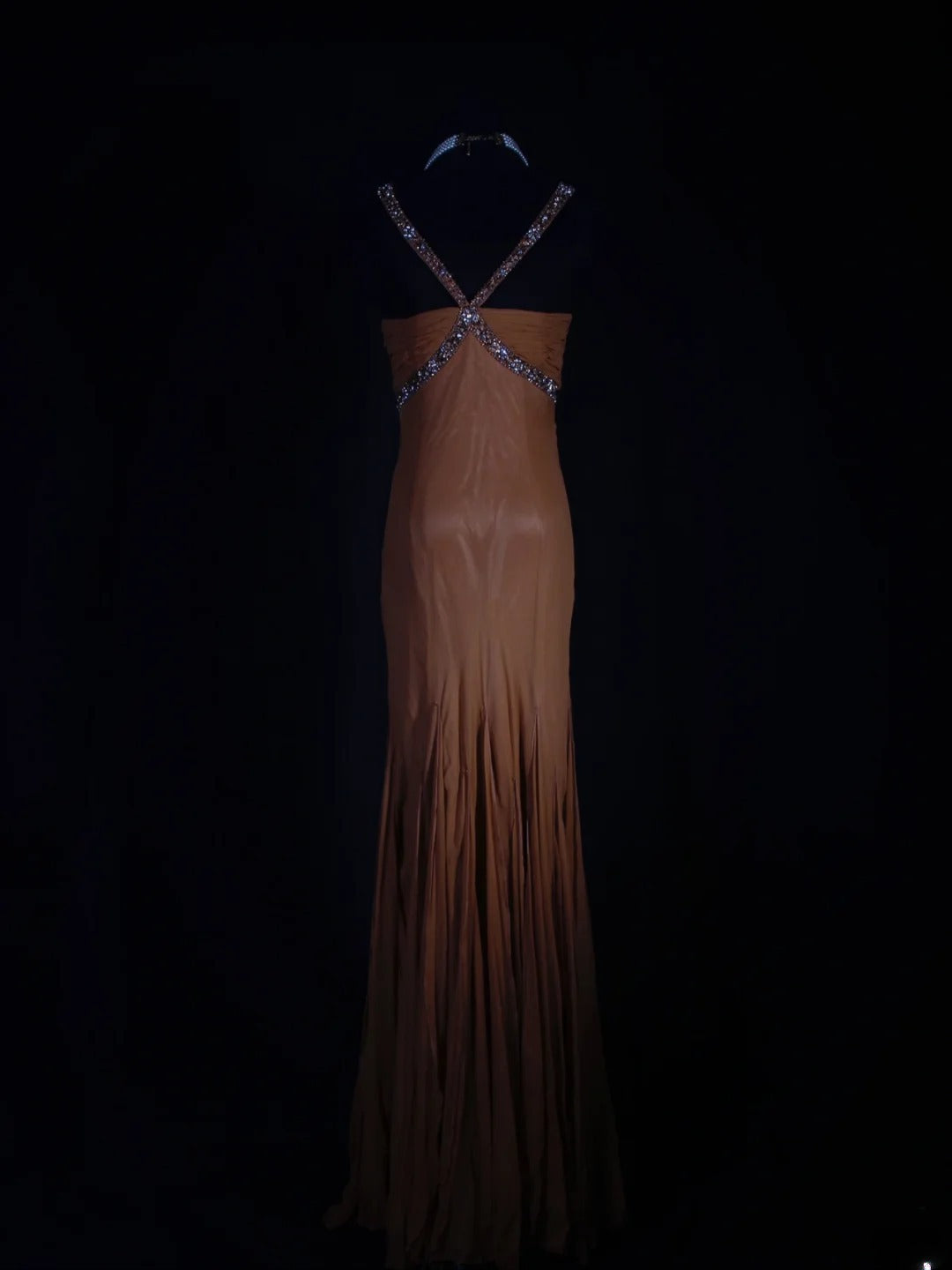 Vintage Mermaid 80s Halter Burnt Orange With Beads Long Prom Dresses Impress 20th Birthday Outfit Formal Gowns AS291