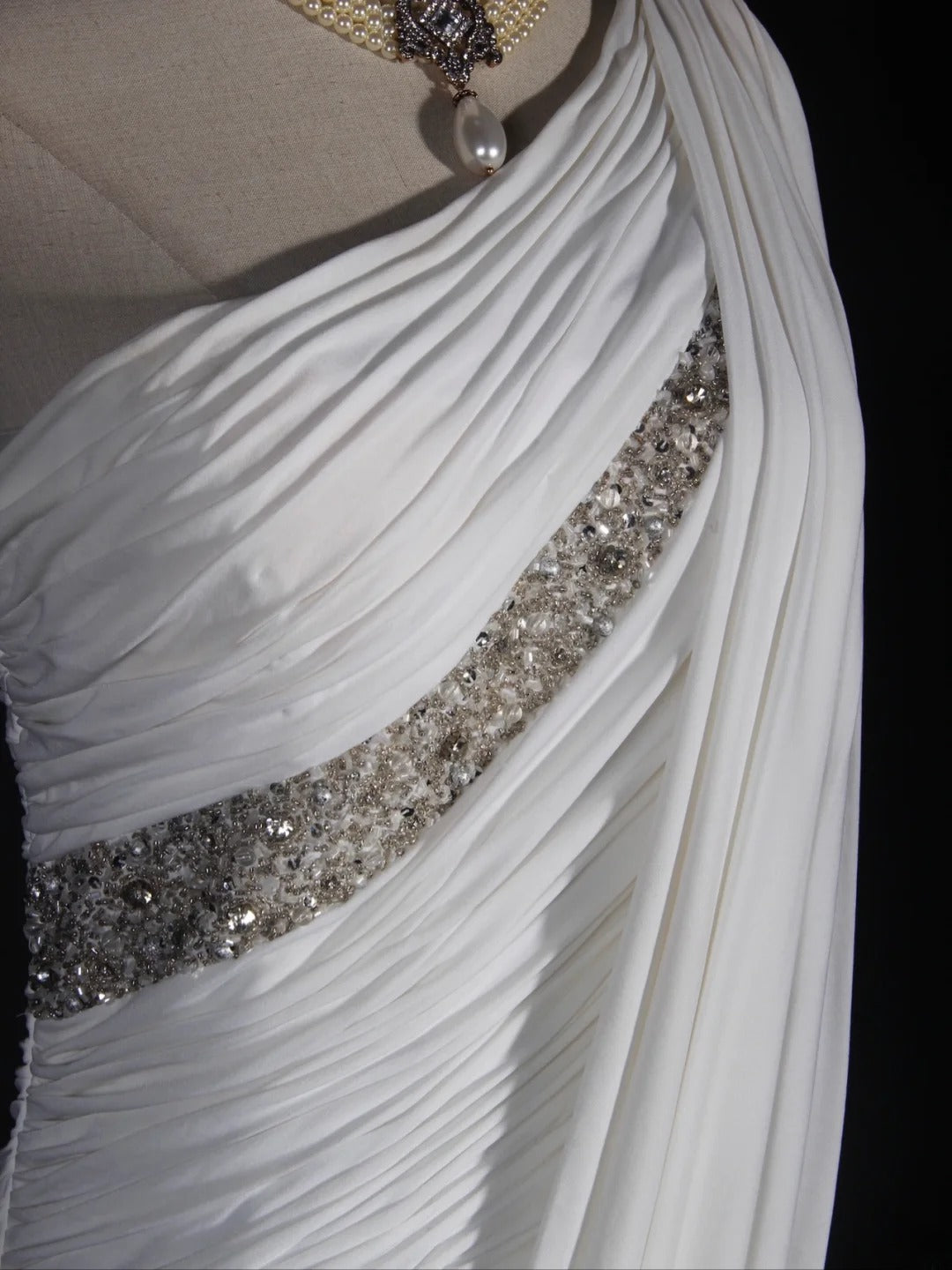 Retro 90s Sheath One Shoulder White Chiffon With Beads Bodice Long Prom Dresses Inspo 18th Birthday Outfit Formal Gown AS293