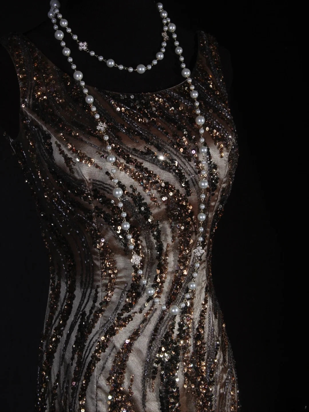 Vintage Meerjungfrauen-Abendkleid im 80er-Jahre-Stil mit Pailletten und Perlen, langes Kleid, perfektes Outfit zum 20. Geburtstag, formelles Abendkleid AS296