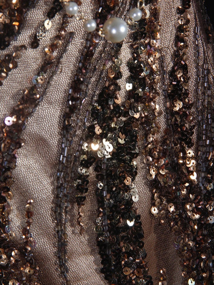 Vintage Meerjungfrauen-Abendkleid im 80er-Jahre-Stil mit Pailletten und Perlen, langes Kleid, perfektes Outfit zum 20. Geburtstag, formelles Abendkleid AS296