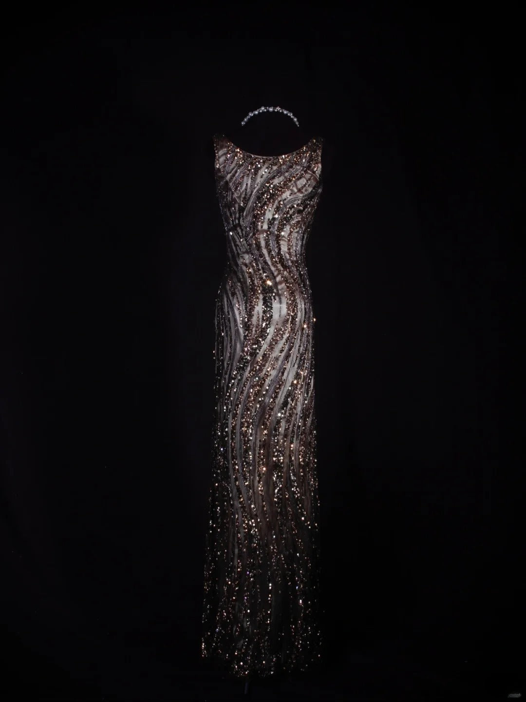 Vintage Meerjungfrauen-Abendkleid im 80er-Jahre-Stil mit Pailletten und Perlen, langes Kleid, perfektes Outfit zum 20. Geburtstag, formelles Abendkleid AS296
