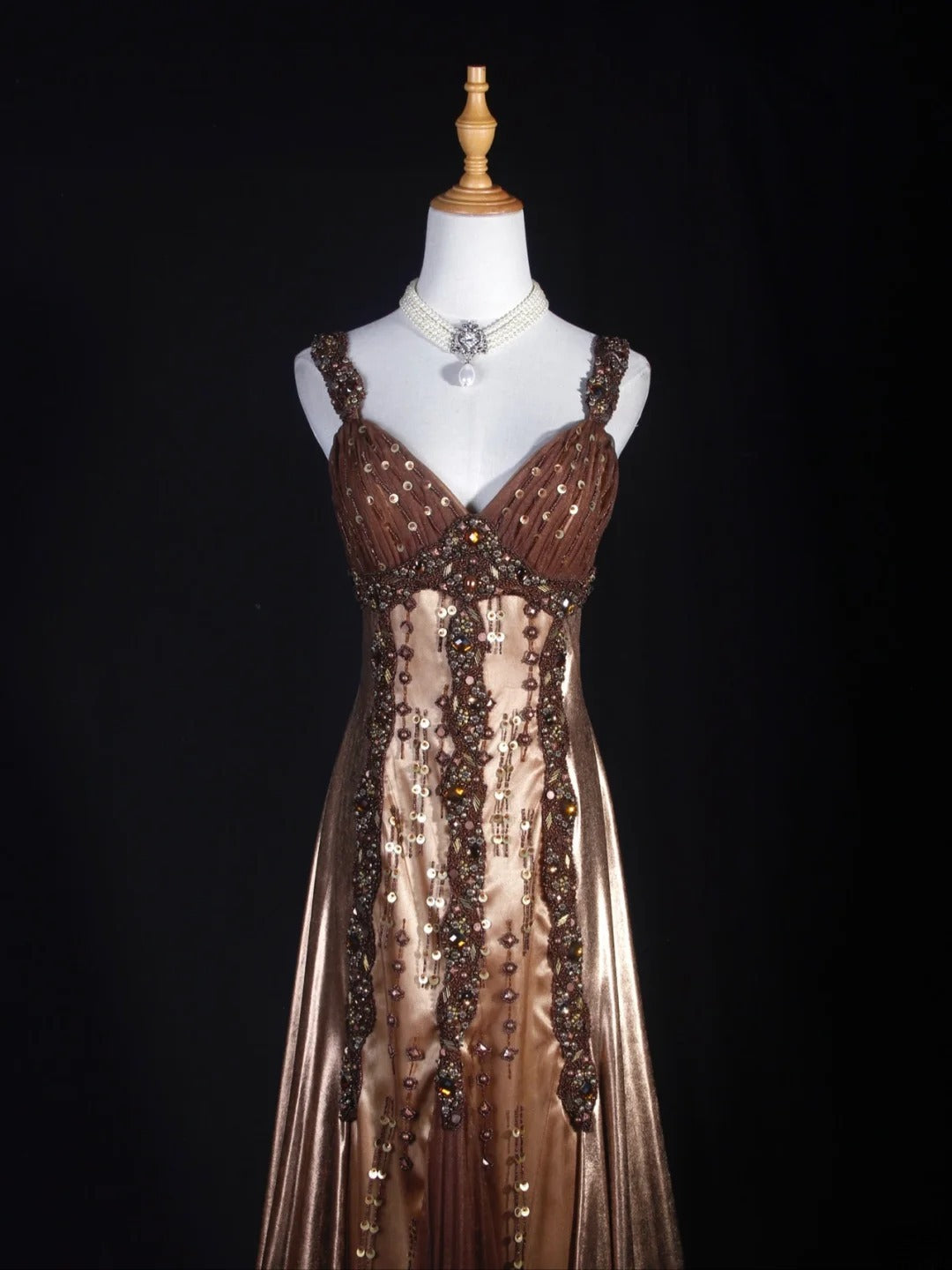 Vintage A-Linien-Abendkleid aus den 1980er Jahren mit Herzausschnitt, Tüll und Perlen, langes Kleid, perfektes Outfit für den 20. Geburtstag, festliche Abendgarderobe AS301