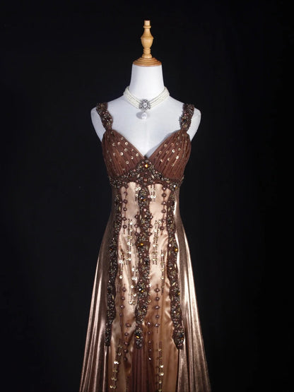 Vintage A-Linien-Abendkleid aus den 1980er Jahren mit Herzausschnitt, Tüll und Perlen, langes Kleid, perfektes Outfit für den 20. Geburtstag, festliche Abendgarderobe AS301