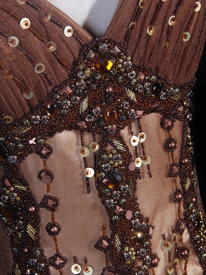 Vintage A-Linien-Abendkleid aus den 1980er Jahren mit Herzausschnitt, Tüll und Perlen, langes Kleid, perfektes Outfit für den 20. Geburtstag, festliche Abendgarderobe AS301