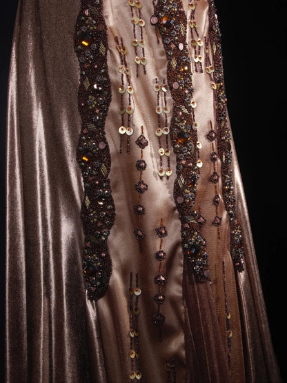Vintage A-Linien-Abendkleid aus den 1980er Jahren mit Herzausschnitt, Tüll und Perlen, langes Kleid, perfektes Outfit für den 20. Geburtstag, festliche Abendgarderobe AS301