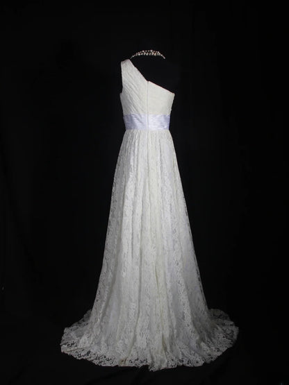 Robe de mariée rétro années 50, coupe trapèze asymétrique, ornée de perles argentées et de dentelle, tailles petites et grandes, idéale pour un mariage civil ou une cérémonie à la plage (AS304).