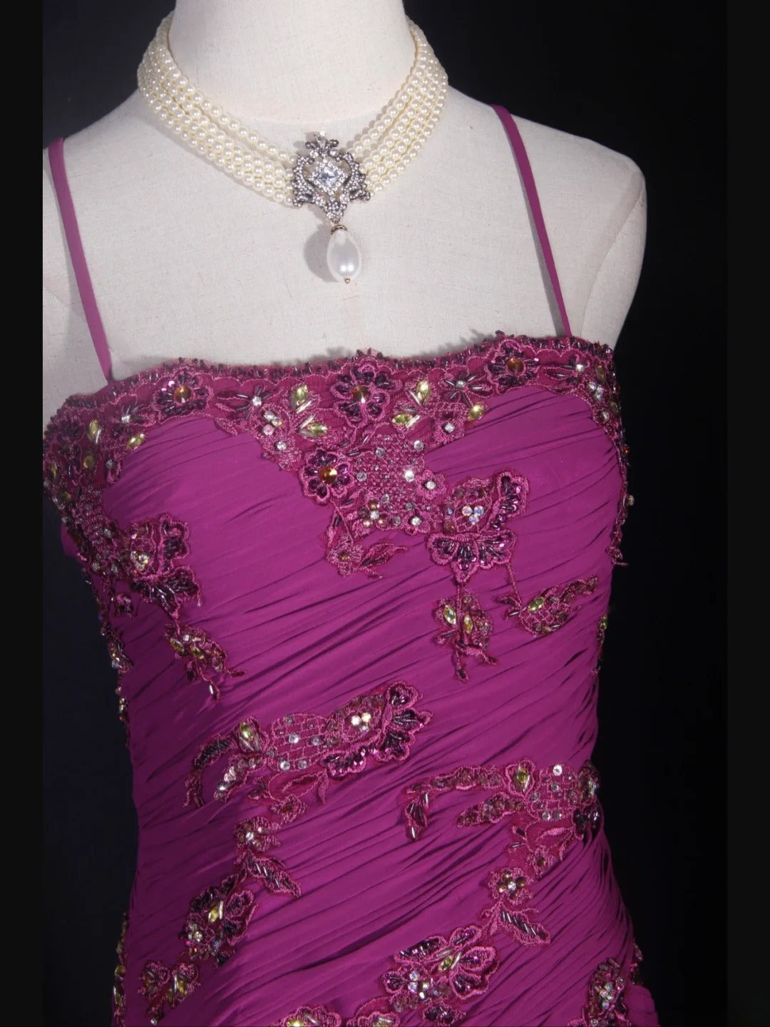 Vintage A line 70s Spaghetti Straps Grape Chiffon With Beads Long Prom Dresses Inspo 20th Birthday Outfit Formal Gowns AS306