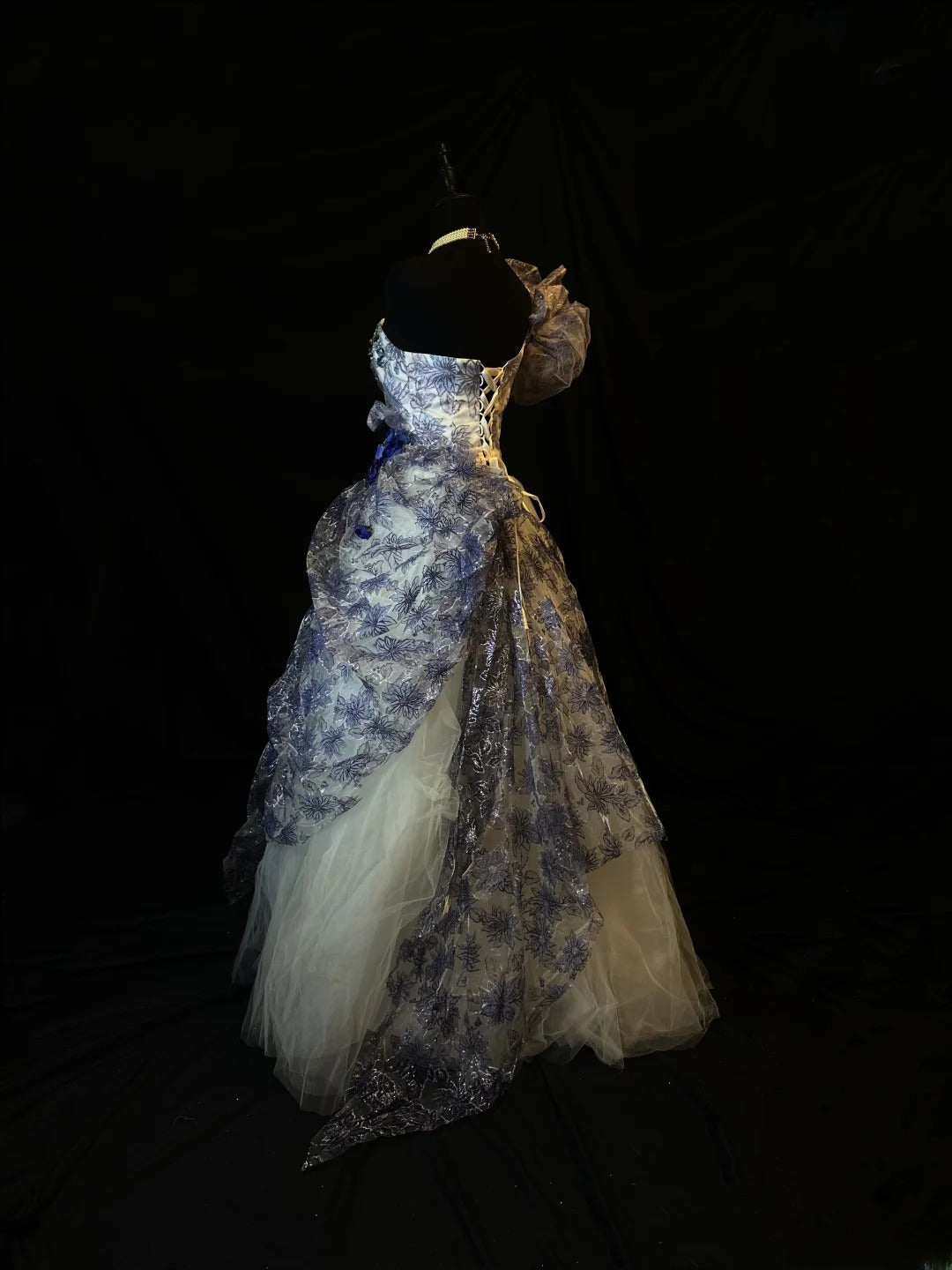 Vintage 80s Prom Dresses Ball Gown One Shoulder White Tulle With Purple Lace Party Gown Formal Outfits RB6145