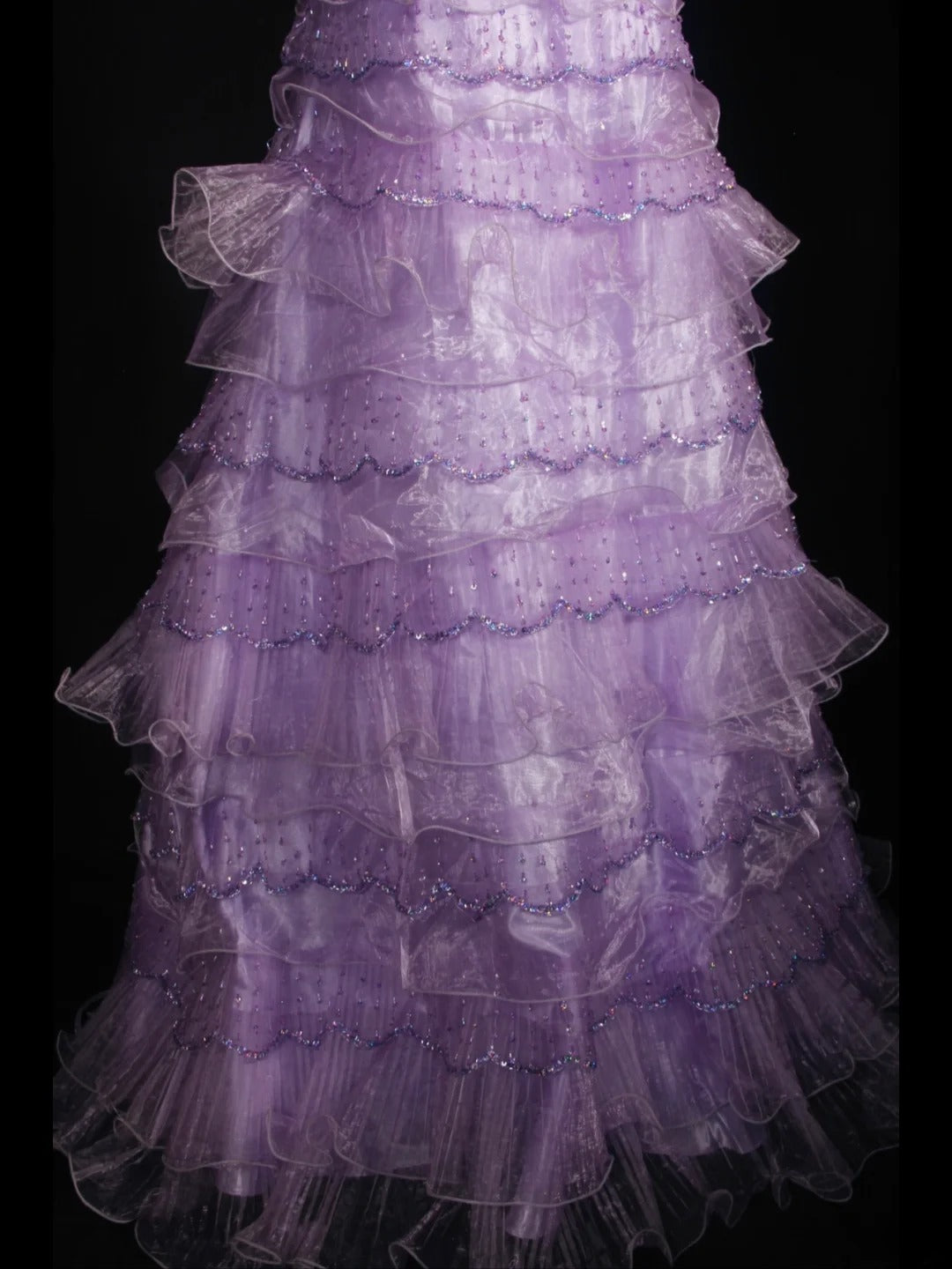 Robe de bal vintage années 70, bustier cœur lilas orné de perles, longue robe plissée, tenue idéale pour un 21e anniversaire, référence AS310