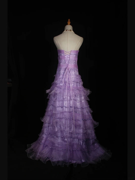 Vintage 70s Ball Gown Sweetheart Lilac Beaded Bodice Pleated Long Prom Dresses Impress 21th Birthday Outfits Prom Gown AS310