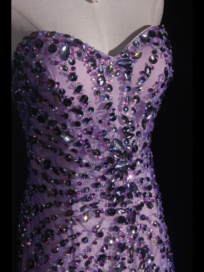 Vintage 70s Mermaid Sweetheart Lilac Beaded Bodice Tulle Plus Size Long Prom Dresses Impress 21th Birthday Outfits Prom Gown AS313