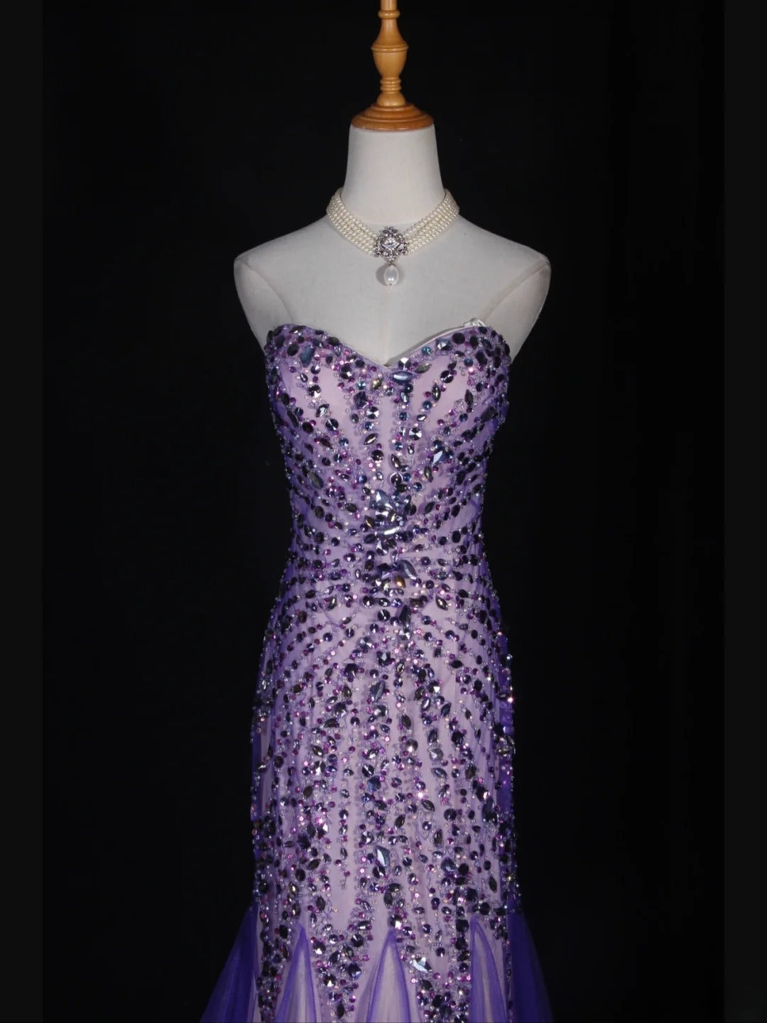 Vintage 70s Mermaid Sweetheart Lilac Beaded Bodice Tulle Plus Size Long Prom Dresses Impress 21th Birthday Outfits Prom Gown AS313