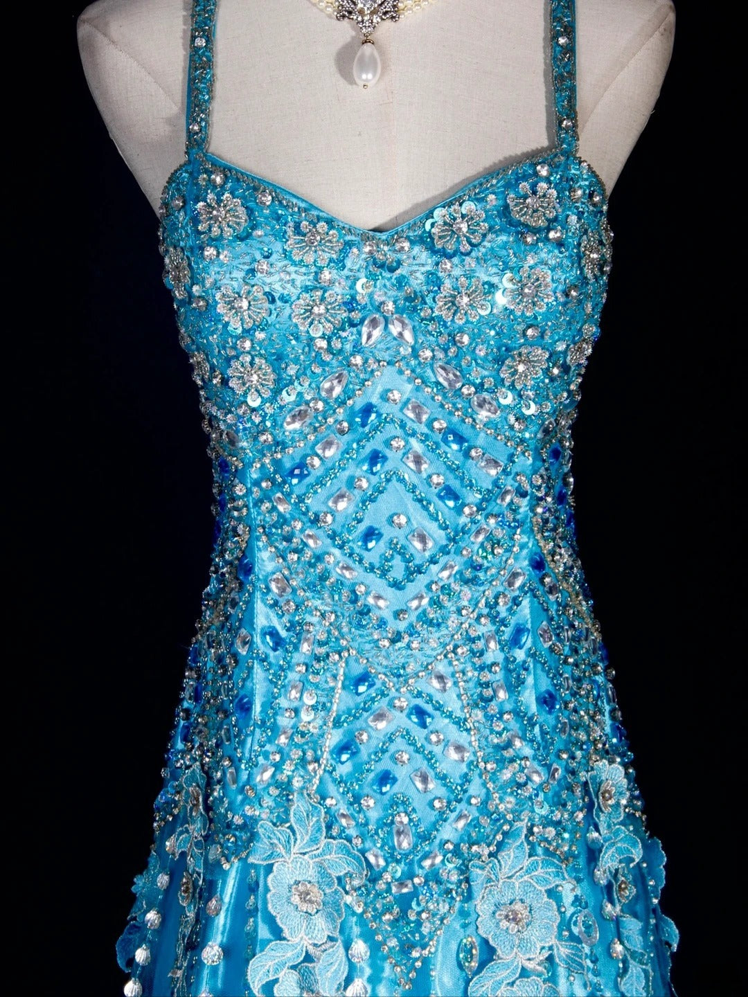 Vintage 70s Mermaid Spaghetti Straps Blue Silver Beaded Bodice Tulle Plus Size Long Prom Dresses Impress 21th Birthday Outfits Prom Gown AS315