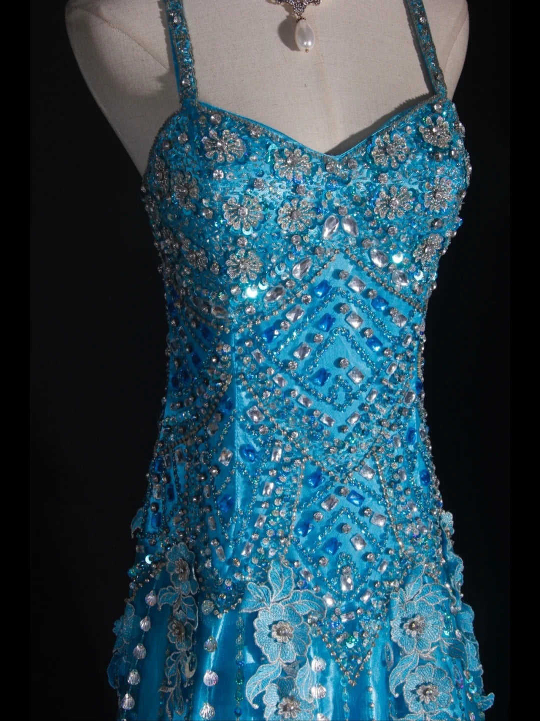 Vintage 70s Mermaid Spaghetti Straps Blue Silver Beaded Bodice Tulle Plus Size Long Prom Dresses Impress 21th Birthday Outfits Prom Gown AS315