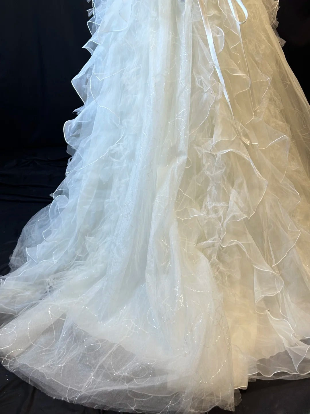 Modest Prom Dresses Ball Gown 2 Pieces White Tulle With Ruffled Layers Night Evening Formal Outfits RB6154