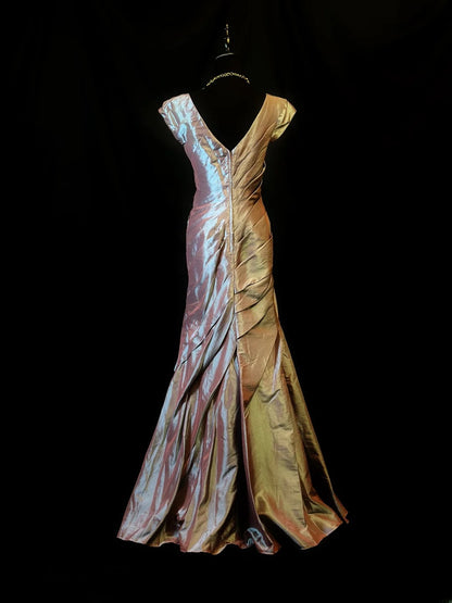 Vintage 80s Prom Dresses Mermaid V Neckline With Ruffled Party Gown Formal Outfits RB6161