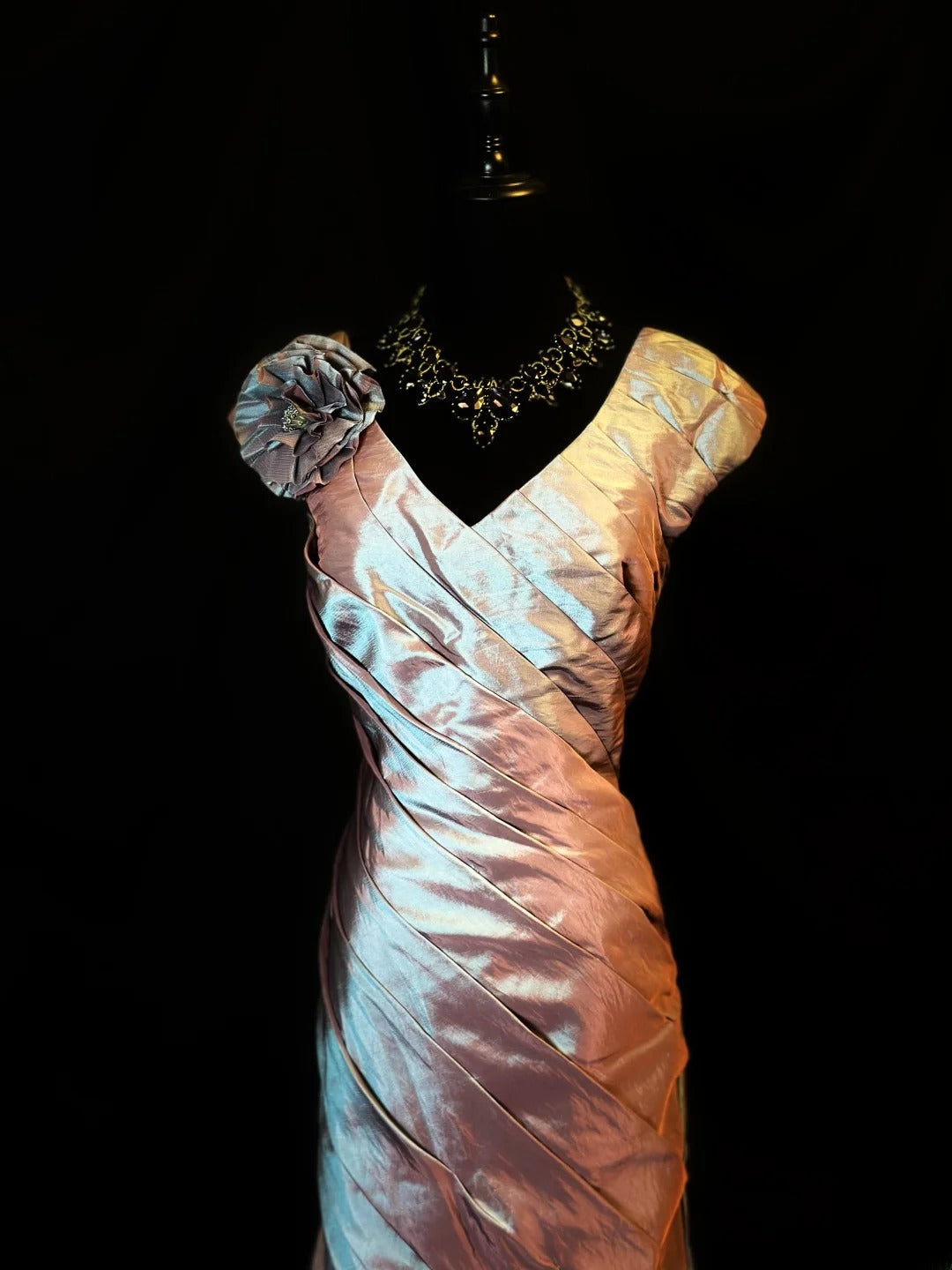 Vintage 80s Prom Dresses Mermaid V Neckline With Ruffled Party Gown Formal Outfits RB6161