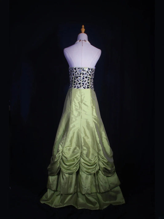 Retro 60s A line Sweetheart Olive Green Taffeta With Silver Gem Beads Prom Dresses Inspo 22th Birthday Outfit Formal Gown AS326