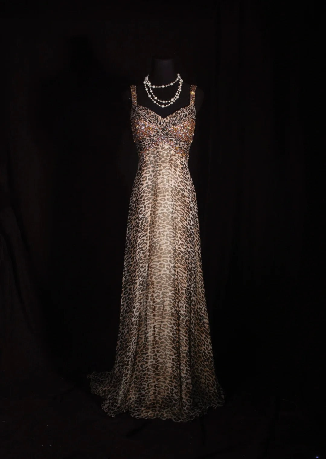 Vintage 2000s A Line Spaghetti Straps Leopard Print Beaded Bodice Plus Size Long Prom Dresses Impress 21th Birthday Outfits Prom Gown AS328