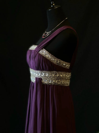Vintage Prom Dresses A line Spaghetti Strap Purple Chiffon With Beading 1950s Retro Classy Long Party Formal Outfits RB6171
