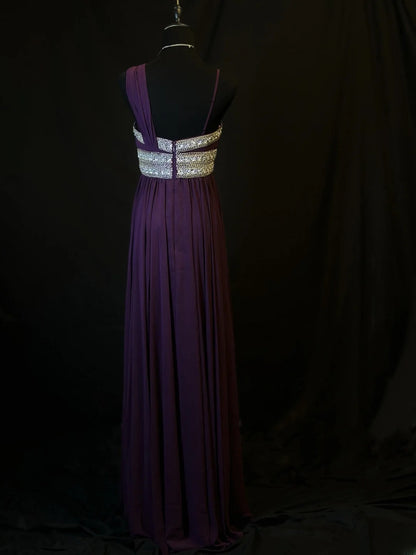 Vintage Prom Dresses A line Spaghetti Strap Purple Chiffon With Beading 1950s Retro Classy Long Party Formal Outfits RB6171