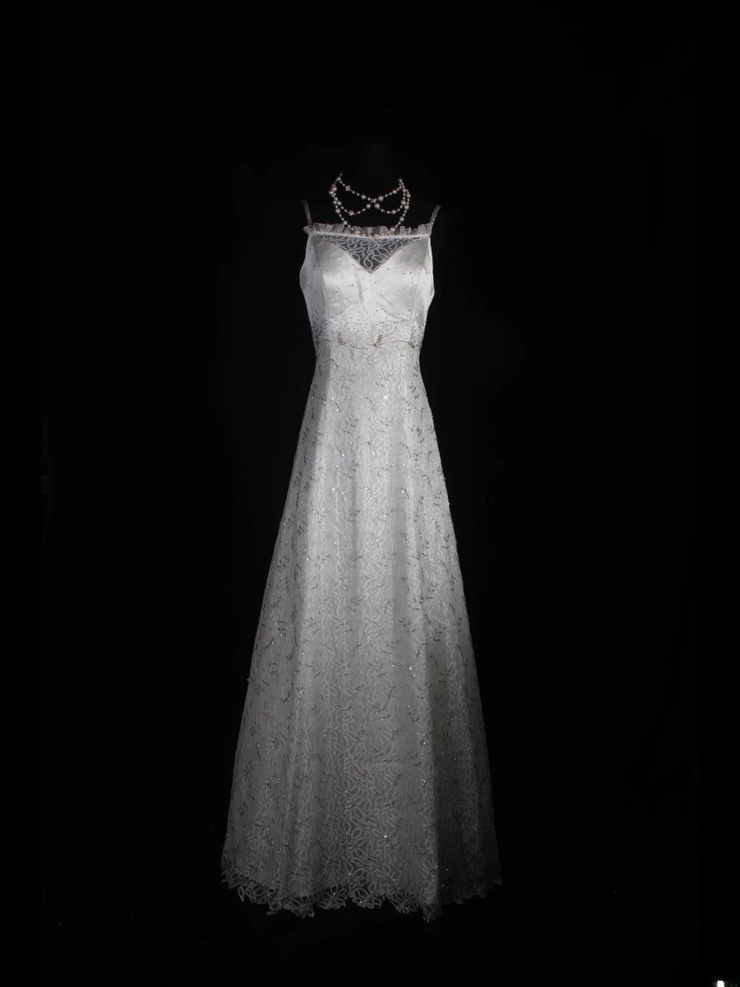 Retro 1950s Wedding Dresses for Bride A line Spagehtti Straps With Silver Beads Lace Petite/Plus Size Bridal Gowns Civil Wedding for Beach Wedding AS335